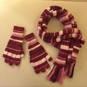 NWOT Ann Taylor striped scarf and gloves set